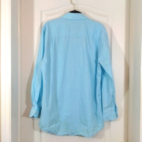 Tattersall London Men's Blue Mini Houndstooth Check Dress Shirt Spread Collar 16 - Picture 2 of 8